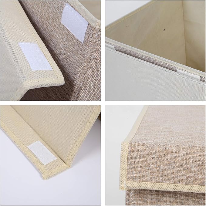 2 Pack Large Toy Box Chest Storage with Flip-Top Lid, Sturdy Kids Toy Storage Bin Boxes Container for Boys, Girls, Nursery, Closet, Bedroom, Playroom 25"x13" x16"(Linen Beige)