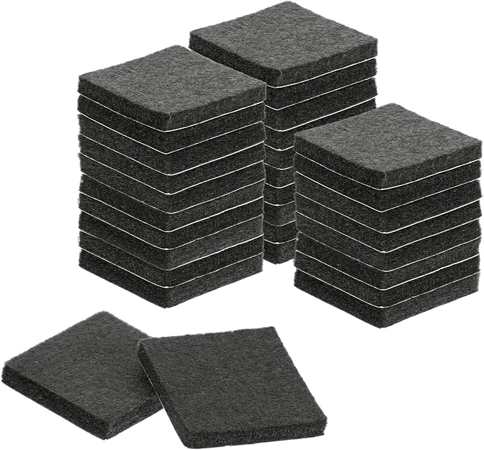 uxcell Felt Furniture Pads, 30Pcs 1.5" x 1.5" Adhesive Backed Felt Non-Slip Anti-Scratch Chair Leg Protectors for Protecting Hardwood Floor, Black