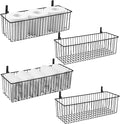 Wetheny Black Wire Basket Wall Mounted(4 Pack) - Metal Toilet Paper Storage Basket - Rectangular Wire Baskets for organizing Kitchen,Bathroom,Countertop