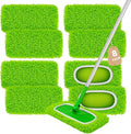 8 Pack Chenille Mop Pads, Reusable Mop Refills for 10''–12'' Flat Mops, Washable Wet & Dry Pads for Hard Floors, Compatible with Swiffer Sweeper Mops
