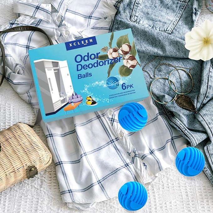 Shoe Deodorizer Balls, Sneaker Odor Eliminator, Long-Lasting Air Freshener for Cloest Car Lockers Drawer Gym Bags, 6 Pack Linen Scent