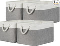 Temary Storage Baskets 4Pack Fabric Storage Bins Clothes Baskets with Rope Handle, Decorative Basket for Gift, Blankets (White&Gray,15x11x9.5 inch)