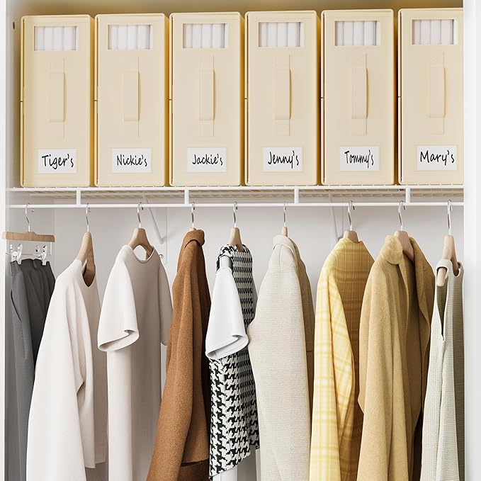 SheetCube Bed Sheet Organizers and Storage 6 Pack, Foldable Linen Closet Organizer with Window and Label, Bedding Folder Storage Box Container for Blanket, Duvet Cover Set, Bed Sheet Set - Beige