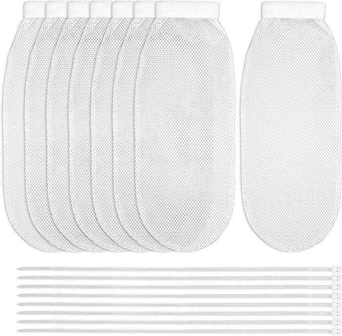 8 Pieces Lint Traps for Washing Machine Hose Nylon Mesh Lint Traps with 8 Pcs Tie Strap, Laundry Washer Drain Lint Catcher Discharge Hoses Filter Fits All Washing Machines