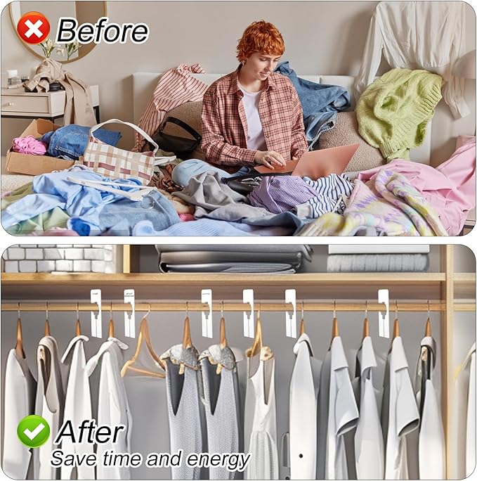 100 Pack 5 x 2 Inches Plastic Clothing Rack Dividers, Rectangular Closet Dividers for Hanging Clothes, Blank Clothing Rack Tags Label for Closet, Cloth Store, Department Stores, White
