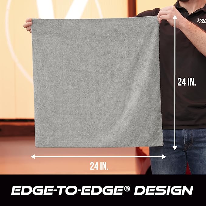 VIKING Microfiber Towel 12 Pack, Utility Car Drying Towels, Premium, Super Absorbent, Grey, 24 Inch x 24 Inch