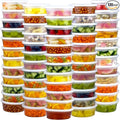 60 Sets (120-Piece) Deli Containers with Lids 8 oz, Leak-Proof & BPA Free Airtight Takeout Plastic Food Storage Containers for Soup, Freezer/Microwave/Dishwasher Safe