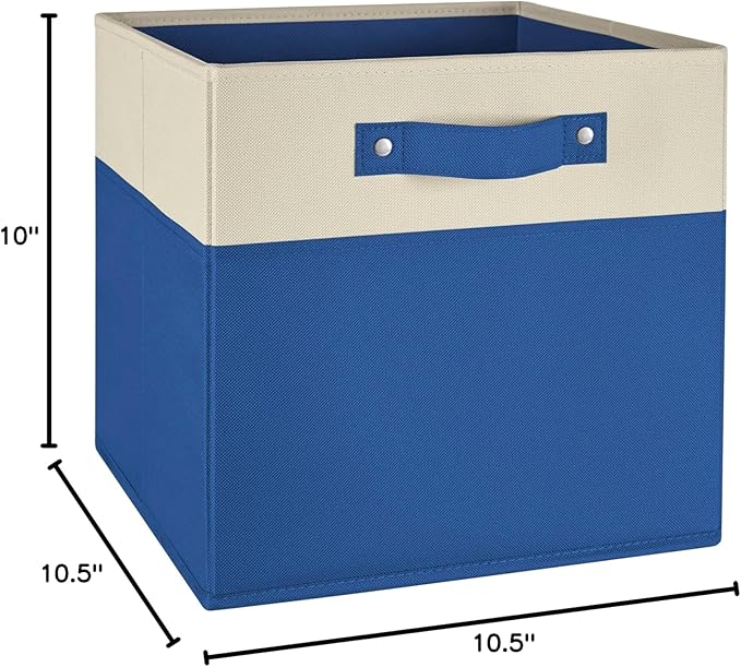 RiverRidge Kids storage bins - 10.5 Cube Storage Organizer with Handles – Blue Two-Tone closet organizers and storage for Toys, Shoes & More - Fits RiverRidge Cabinets