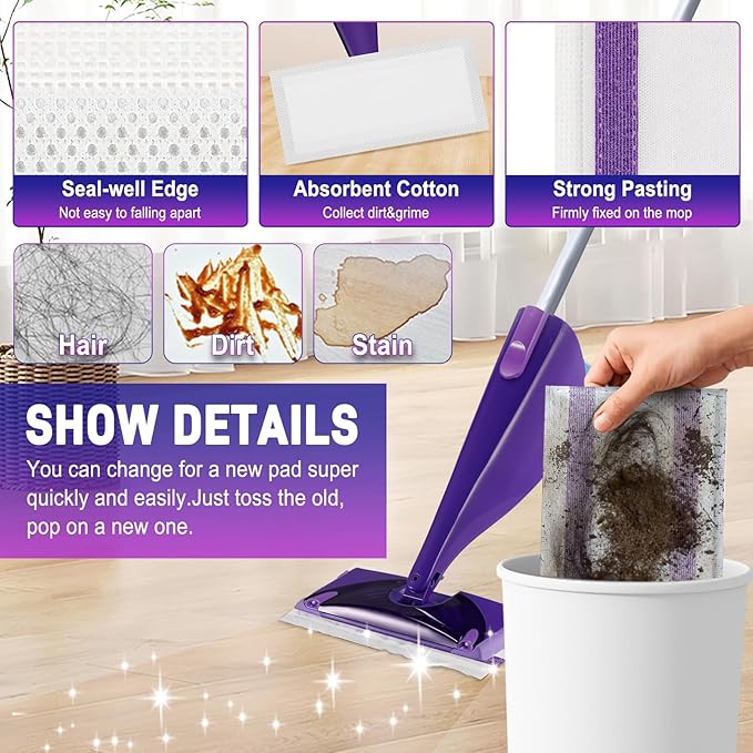 40Pack Mopping Pad Refill for swiffer Wetjet Mop Compatible with swiffer Wet Pads Refill Replacement for swiffer Wet Jet Pads Disposable Multi Surface Floor Mop Pads, Thickness & Absorbent