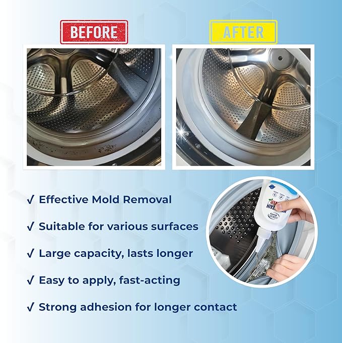 Stain Remover Gel 8 Fl Oz, Household Grout Surface Cleaner, Cleaning Gel for Washing Machine, Refrigerator Strips, Tiles, Bathroom Kitchen Sinks, Damp Areas