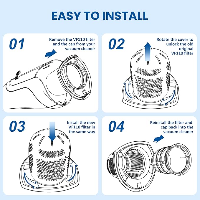 9 Pack Filter Replacement for Black and Decker Power Tools VF110 Dustbuster Cordless Hand Vacuum CHV1410L CHV9610 CHV1210 CHV1410 CHV1510 BDH2000L, 90558113-01