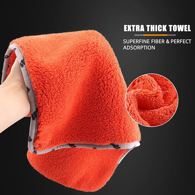 SPTA Car Microfiber Towels, 3Pcs Microfiber Car Cleaning Cloths, Upgraded 1200gsm Ultra-Thick Cars Drying Towel Microfiber for Car and Home Polishing Washing and Detailing 16'' x 16'' (3 Pack)