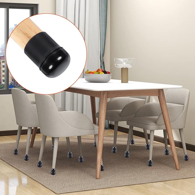 Ezprotekt Chair Sliders for Carpet, 24 Pcs Round Chair Glides for Carpet, Carpet Furniture Sliders Pads, Stool Leg Protectors Caps, Carpet Furniture Glides Quickly Black (S Fit: 0.55" - 0.75")