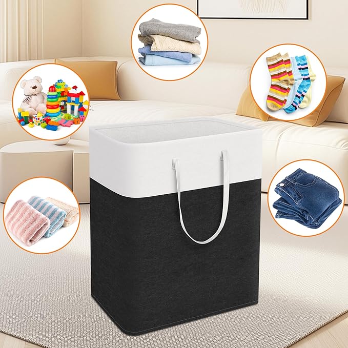 laundry basket 3-Pack, laundry hamper, Hamper with handles, collapsible laundry baskets, Waterproof dirty clothes hamper, Towel Storage for Home or Dorm, 125L-Black
