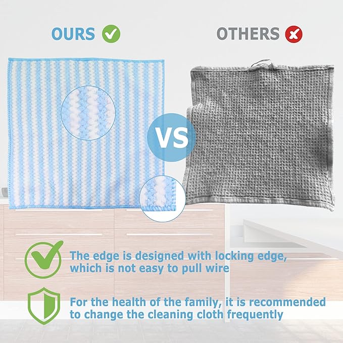 Choicy Microfiber Cleaning Cloth Absorbent Kitchen Towels Dish Cloths Washable 10 Pack 12×12in Reusable Cleaning Rags for Car Gardens Kitchen Hand Glass Windows Mirrors No Odor