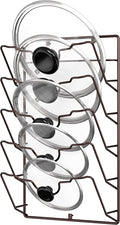 Simple Houseware Wall Door Mounted Pot Lid Rack, 9.5" Wx4.5 Dx17.2 H, Bronze Finish