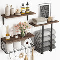 Fixwal Bathroom Floating Shelves Over Toilet Wall Shelves Set with Towel Storage Rack for Bathroom Organization & Wall Decor(Brown)
