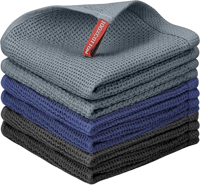 Nialnant Grey 6 Pack Dish Cloths,100% Cotton Dish Towels for Drying Dishes,Quick Drying Kitchen Towels,Dish Rags