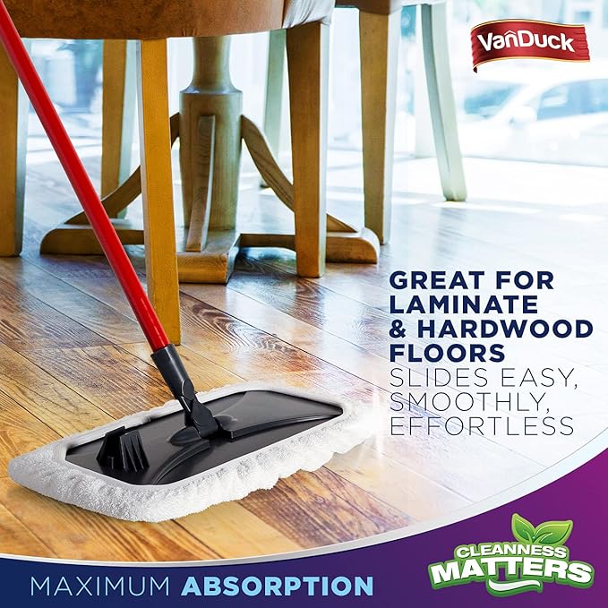 VanDuck 100% Cotton Pad Terry Cloth Mop Refills 15x8 inches, 2 Pack (Mop is Not Included)