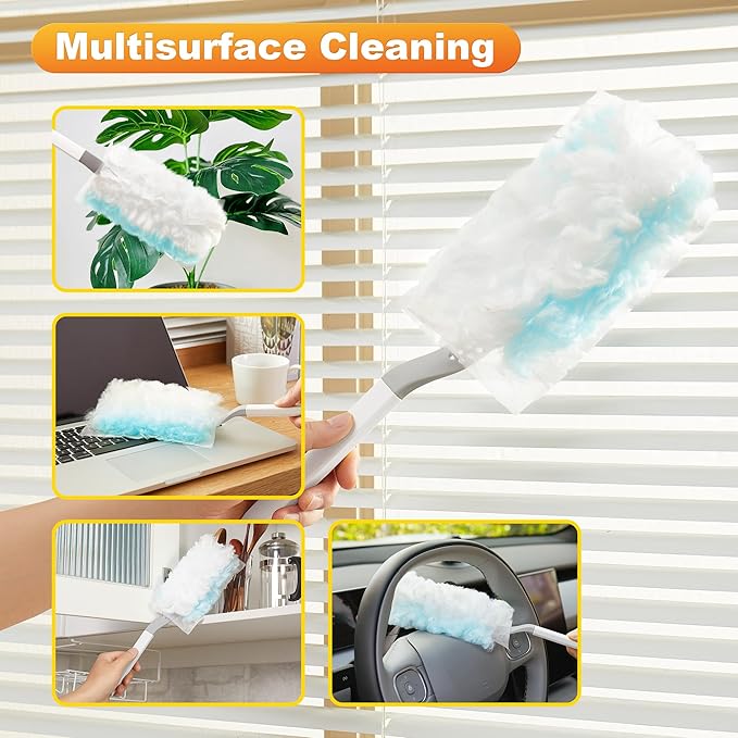 JOYMOOP Disposable Dusters for Cleaning, Heavy Duty Refills, Multi-Surface Dusting Brush for Pet Hair and Home Cleaning - Blue