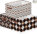 Boao 3 Pack Western Aztec Geometric Storage Bins, Large Foldable Canvas Gift Baskets with Handles, Boho Rustic Laundry Basket for Nursery Home Office Organization, Closet, Bedroom & Living Room Decor