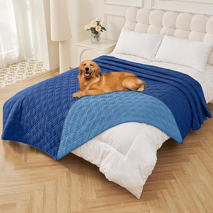 Smiry Reversible Waterproof Couch Covers for Sofa, Washable Dogs Pet Couch Covers for 3 Cushion Sofa Pet Friendly, Water Resistant Furniture Protector Slipcover, Geometric (82"x120", Navy/Blue)