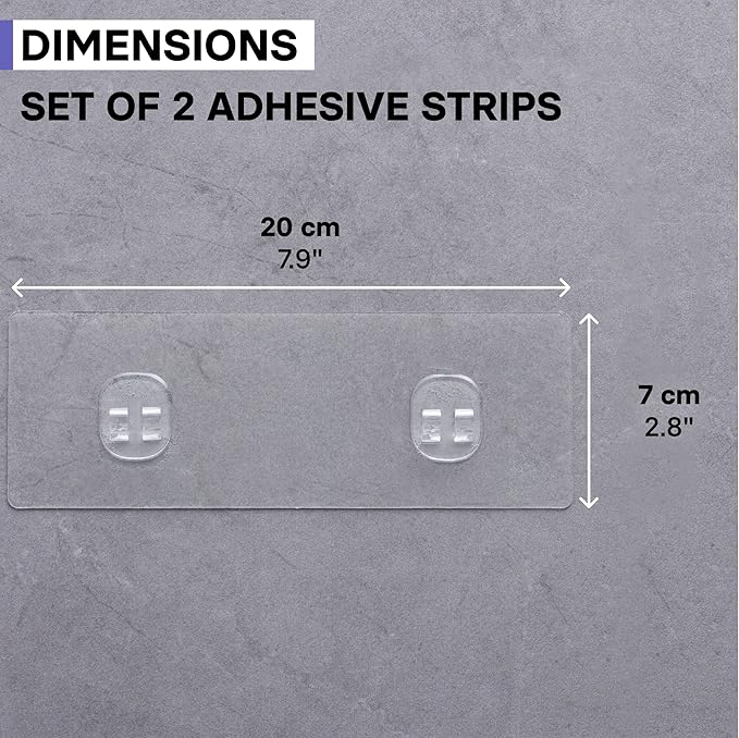 KINCMAX 2 Packs Strong Sticky Waterproof Heavy-duty Wall Adhesives Nail Free Transparent Adhesive Pad No-trace Wall Stick Adhesives Hook Strip for Shower Caddy, Kitchen Racks, Bathroom Storage Shelves