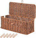 BROWNLILY Cable Management Box, Rattan Style Cord Organizer for Desk Cord Hider Outlet Covers Baby Proofing for Power Strip TV PC Router Charger Under Desk Storage with Lockable Lid and Cable Ties