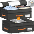 2-Pack Under Bed Storage with Wheels and 6 Vacuum Seal Bags, Adjustable Height 7.9"-10.2",63L Clear Lid Expandable Organizer for Bedding Blankets Clothes Shoes Toys,Space Saving Quick Assembly, Black