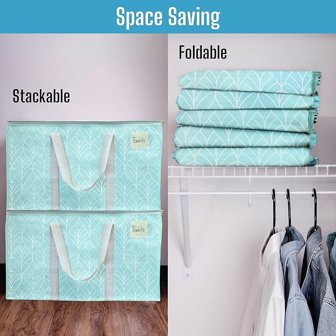 VENO 2 Pack Heavy Duty Moving Bags, Extra Large Storage Bags with Reinforced Handles & Strong Zippers, Foldable & Reusable Moving Box Alternative for Clothes & Dorm Storage
