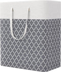 StorageRight Laundry Basket Hamper Large Collapsible Laundry Hamper with Easy Carry Handles，Freestanding Clothes Hampers for Laundry, Bedroom, Dorm, Clothes, Towels, 100L, Clover Grey