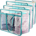 Clear Vinyl Zippered Storage Bags (3-Pack) 40L Sturdy Storage Bags for Sweaters, Blankets, Comforters, Bedding Sets and Much More! (Turquoise, 18x15x9)