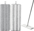 JOYMOOP Mop Replacement Pads, Reusable Microfiber Mop Pads for 13-inch Flat Mop and Mop Bucket Set, Pack of 2 Refills - Grey and Stripe