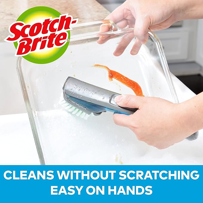 Scotch-Brite Advanced Soap Control Dishwand Brush Scrubber, Antibacterial* Dish Wand Brush with Soap Dispenser (Pack of 2)