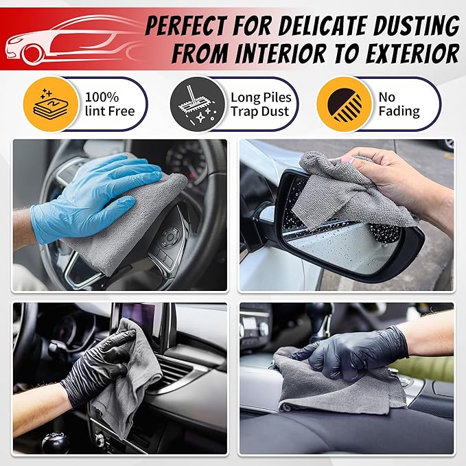 FIXSMITH Shop Towels, Pack of 50, Grey Microfiber Cleaning Cloth Bulk, Microfiber Towels for Cars, All-Purpose Absorbent Cleaning Rags, Dust Cloth for Automotive, Mechanic, Garage, 11.5 x 11.5 inch