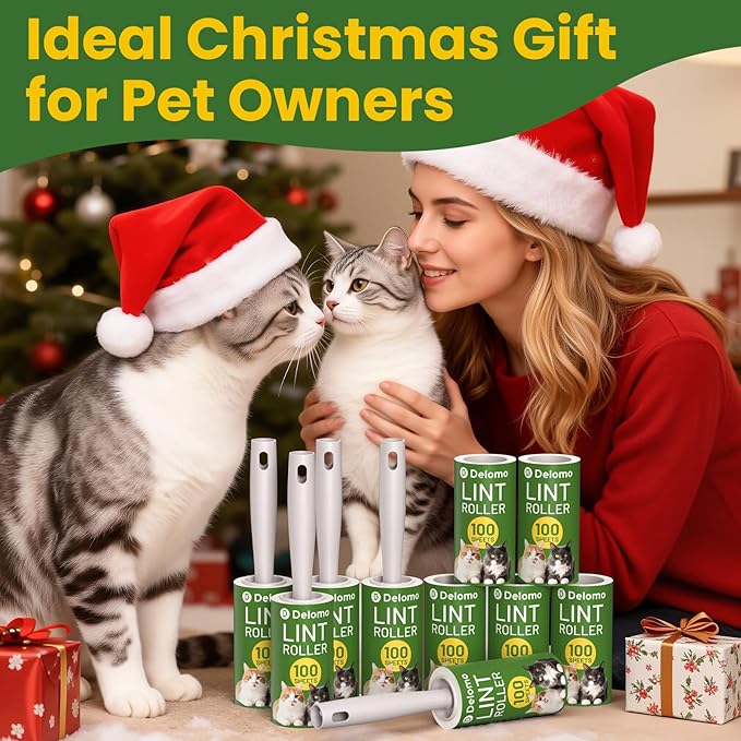 DELOMO Lint Roller 1,000 Sheets (5 Rollers + 5 Refills) - Lint Rollers for Pet Hair Extra Sticky, Mega Value Pet Hair Removal Tool for Clothes/Couch/Furniture/Car - Ideal Home Gift for Pet Owners
