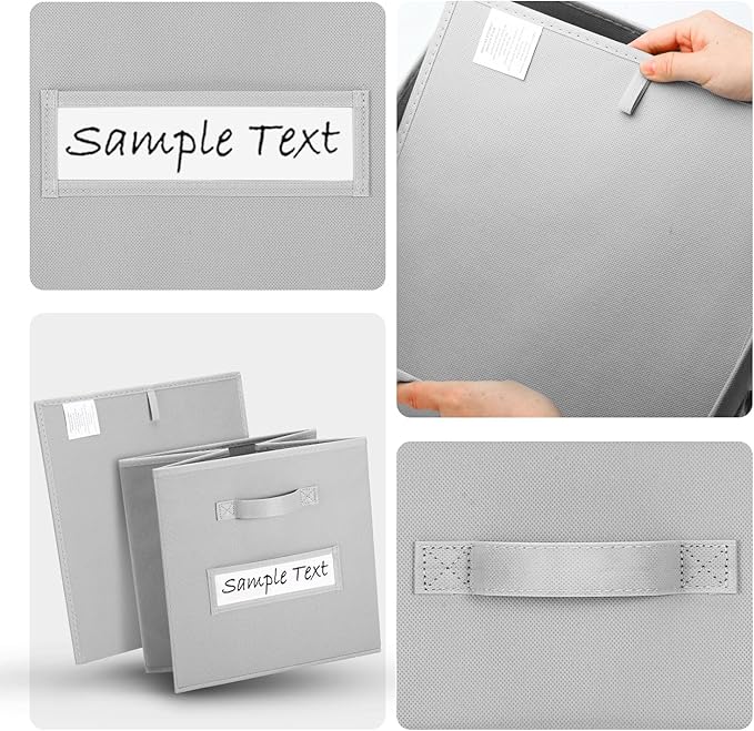 artsdi 11x11 storage cube bins (Set of 10) Foldable Fabric storage cubes with 10 Labels Window Cards & a Pen,11 inch cube storage bin,Closet Organizers for Shelves,Cubby Organizer Boxes,Light Grey