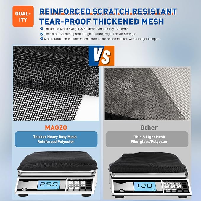 MAGZO Upgraded Pet Proof Magnetic Screen Door Thicker 250g/m² Pet Screen Door Mesh Fit Door Size 72 x 80 Inch, Mesh Size 74" x 81", Heavy Duty Cat Resistant Mesh for Front/Back/Sliding/Patio Door