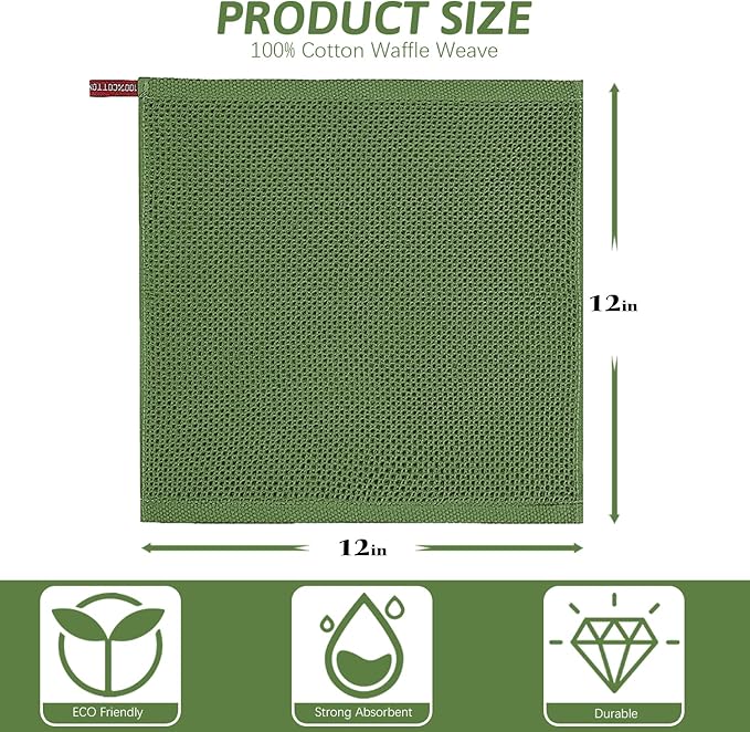 Nialnant 12 Pack Dish Cloths,100% Cotton Kitchen Dish Rags,Soft and Absorbent Dish Towels for Washing Dishes-12x12 Inch
