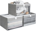 StorageWorks Closet Storage Bins, Large Storage Baskets with Clear Window and Handles, Foldable Fabric Organizer for Clothes, Shelves, Gray, 3 Pack