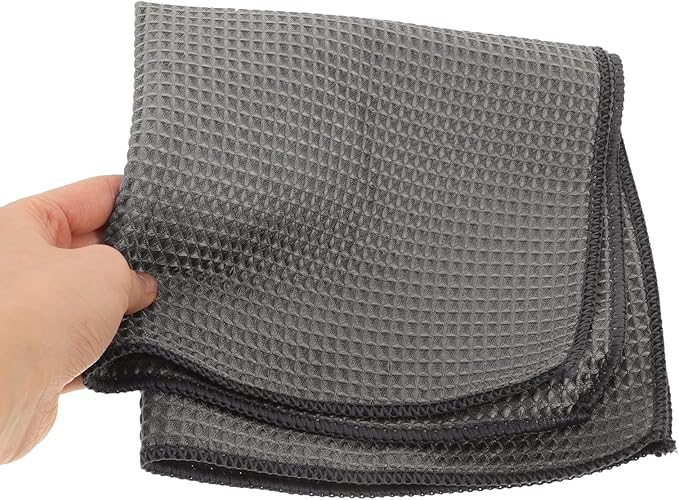 LIFKOME Gray Microfiber Car Wash Towel, Ultra Absorbent Honeycomb Waffle Weave, Quick-Dry Cleaning Cloth for Automotive Detailing and Housekeeping
