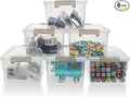 Citylife 1.3 QT 6 Pack Small Storage Bins Plastic Storage Container Stackable Box with Lids for Organizing, Clear White
