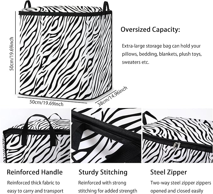 Large Comforter Storage Bag with Zipper,Closet Organizer for Clothes,Blankets,Quilts,Pillows,Fabric Storage Bags with Portable Handles 95L(2-Pack)