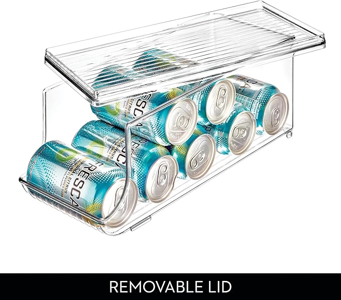 iDesign Soda Can Organizer with Lid for Pantry or Refrigerator - Set of 4 - Clear