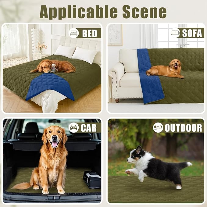 Smiry Waterproof Dog Bed Cover Blanket 30x53, Soft Reversible Pet Blanket, Washable Leakproof Cats Dogs Couch Cover for Sofa, Couch, Furniture, Lattice, Green/Navy