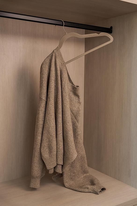 Vayra Home Velvet Hangers – Non-Slip Clothes Hangers for Closet Organization – Neutral Beige, Strong Hold, Matte Hook – Adult (Set of 10)