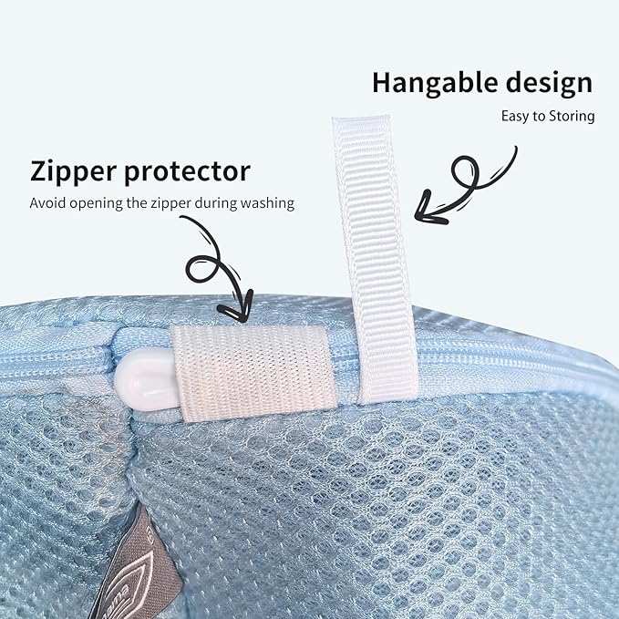 Kimmama Shoe Washing Machine Bag, Shoe Bag for Washing Machine, Mesh Laundry Bags for Sneakers, Footwear, Trainers, Slippers, Blue Sandwish Net, 8x15"