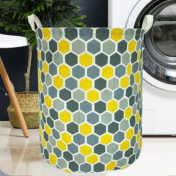 Merdes 19.7’’ Waterproof Foldable Laundry Hamper, Dirty Clothes Laundry Basket, Linen Bin Storage Organizer for Toy Collection (Honeycomb)