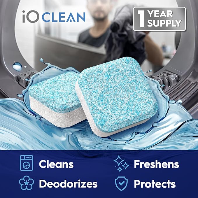 Washing Machine Cleaner Descaler Tablets, 24 Count (1 Year Supply) – Deep Clean Washer Cleaner Tablets for HE Front Load & Top Load – Unscented Washing Machine Descaler for Odor Control