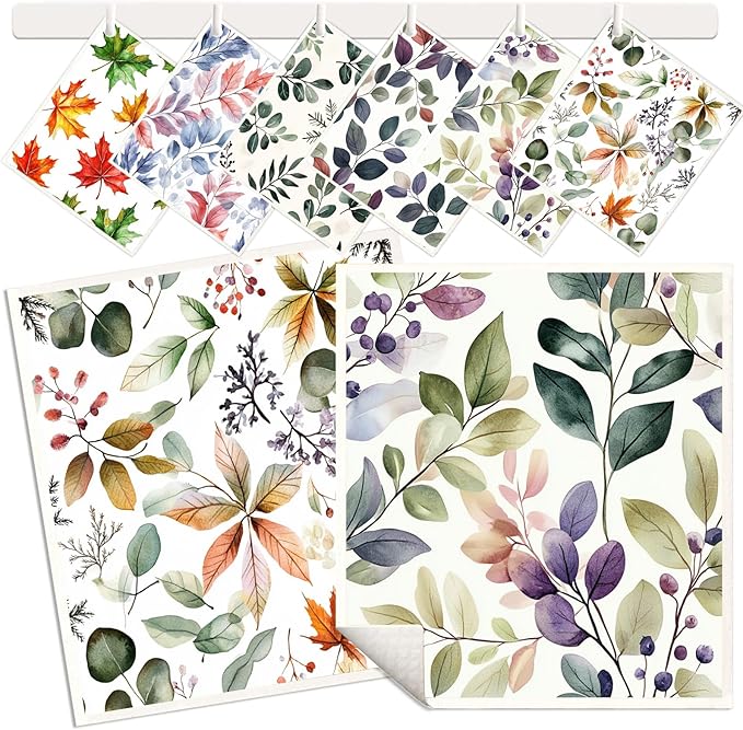 6 Pack Swedish Dishcloths for Kitchen - Reusable Dish Paper Towels Wash Cloths Washable,Absorbent Cellulose Cleaning Sponge Cloth Wipes Quick Dry, Decorative Tea Towels,No Odor Biodegradable(Flowers)